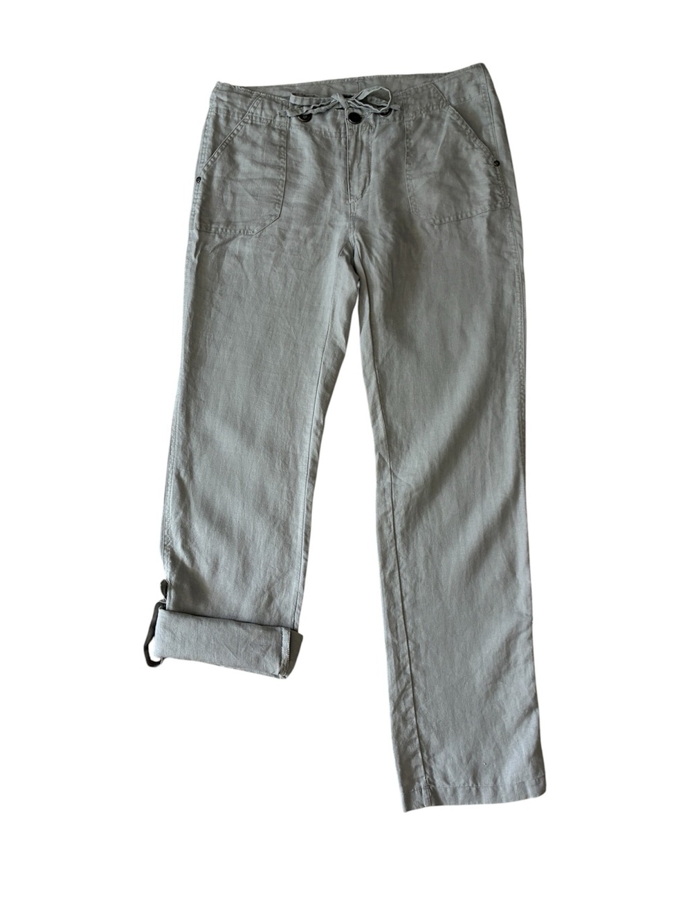Cynthia Rowley Women's Gray 100% Linen Straight Leg Pants Size 4